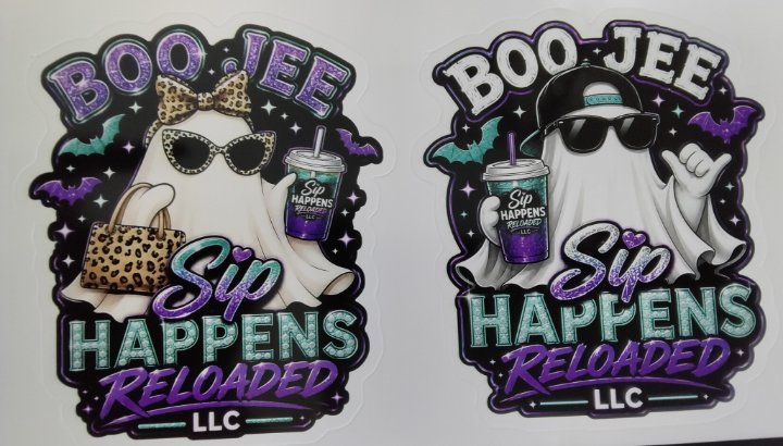 Duo Couple Boo jee cheetah & Boo jee hat & glasses -stick n sip