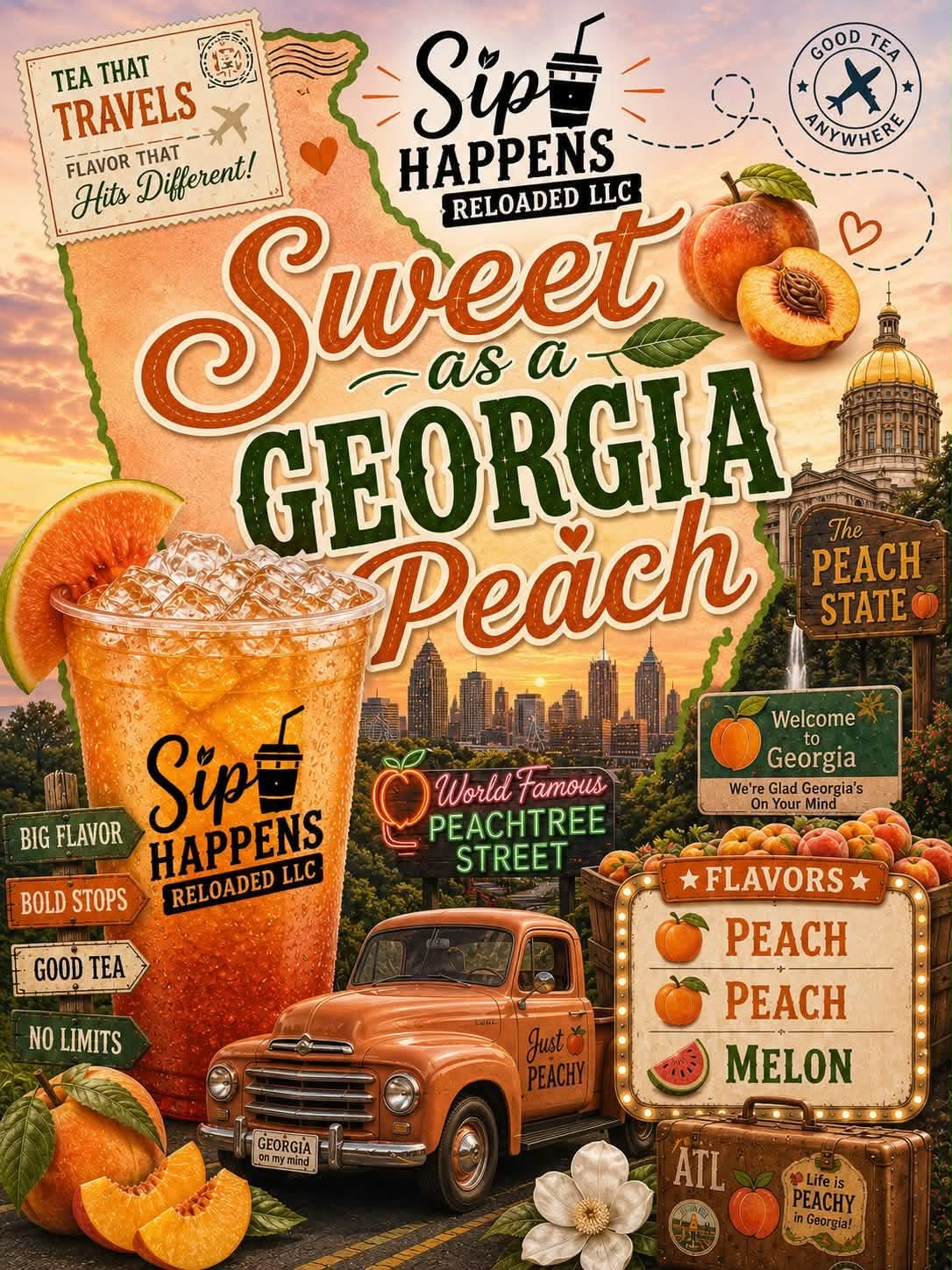 Georgia state sweet as georgia peach-specialty sip